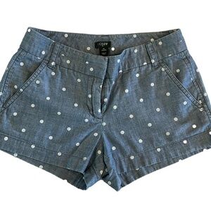 J. Crew City Fit shorts blue and white polka dots very cute size 00 casual beach
